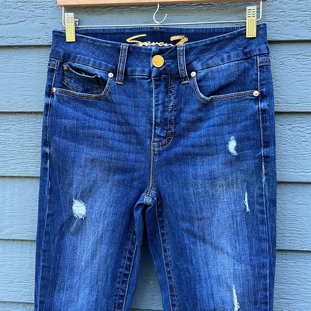 Seven7 Women's Skinny Jeans - Dark Blue Indigo - Picture 3 of 14